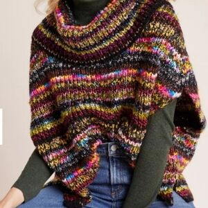 Anthropologie Poera Knit Turtleneck Poncho Size M/L
